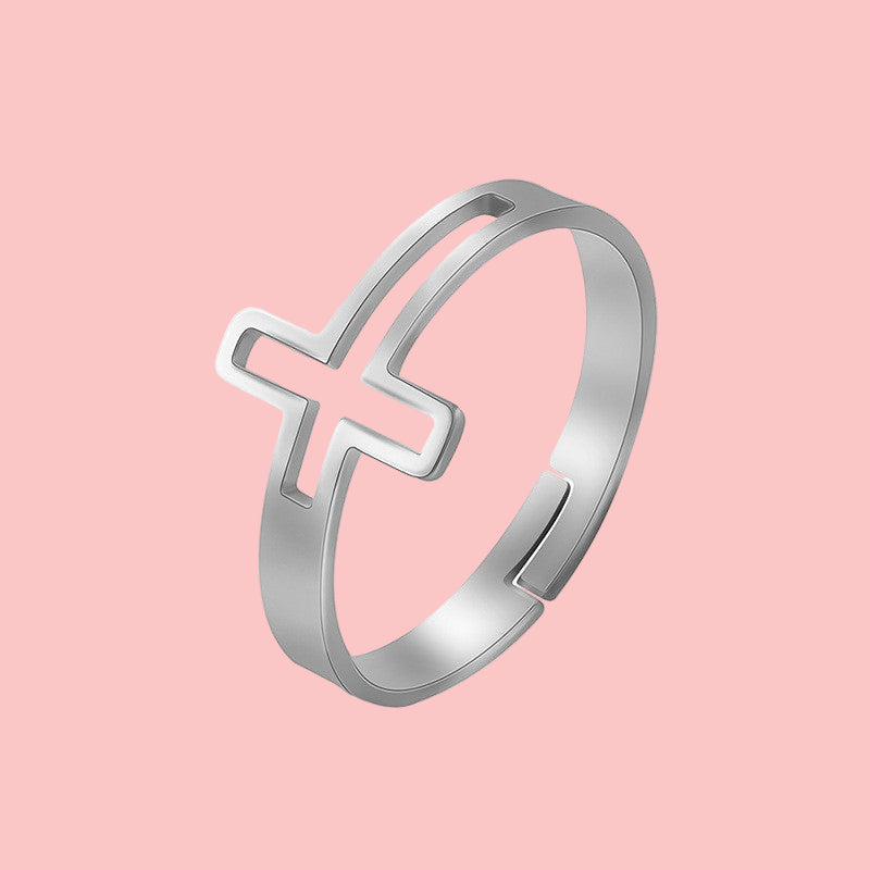 Stainless Steel Cross Rings – Rose Gold, Silver & Yellow Gold