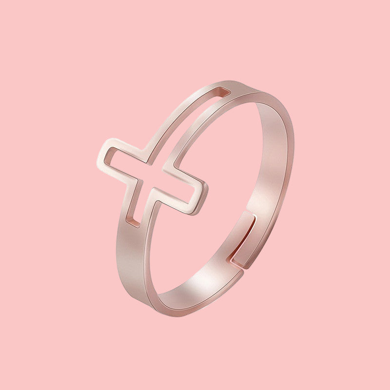Stainless Steel Cross Rings – Rose Gold, Silver & Yellow Gold