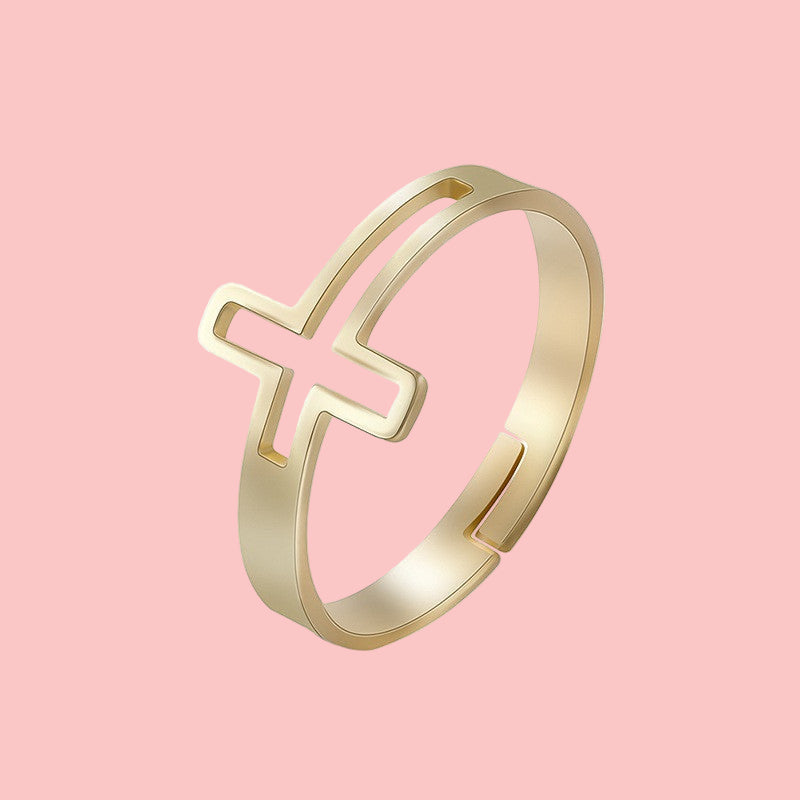 Stainless Steel Cross Rings – Rose Gold, Silver & Yellow Gold